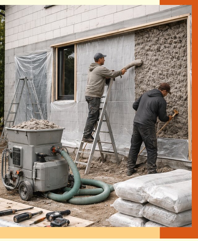 Утепление дома из газобетона эковатой в Великих Луке от 4652 руб./м2 | ТепломастерВкл
